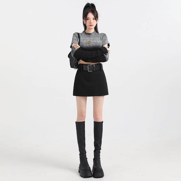 Korean Style Low Waist Slim Fit Midi Skirt for Women - 2024 Autumn Collection