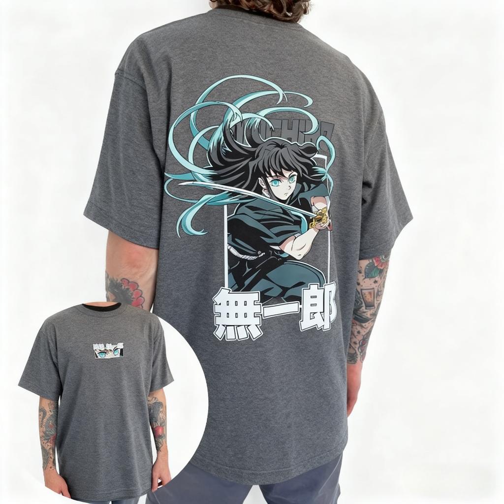 Demon Slayer Anime Tokitou Muichirou Printed TShirt Summer New Mens Japanese Harajuku Loose Casual Childrens ParentChild Top