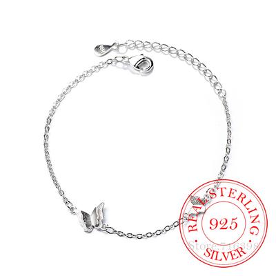 925 Sterling Silver Butterfly Charm Bransoletka Dla Kobiet Bransoletka & Bransoletka Biżuteria Prezent Urodzinowy