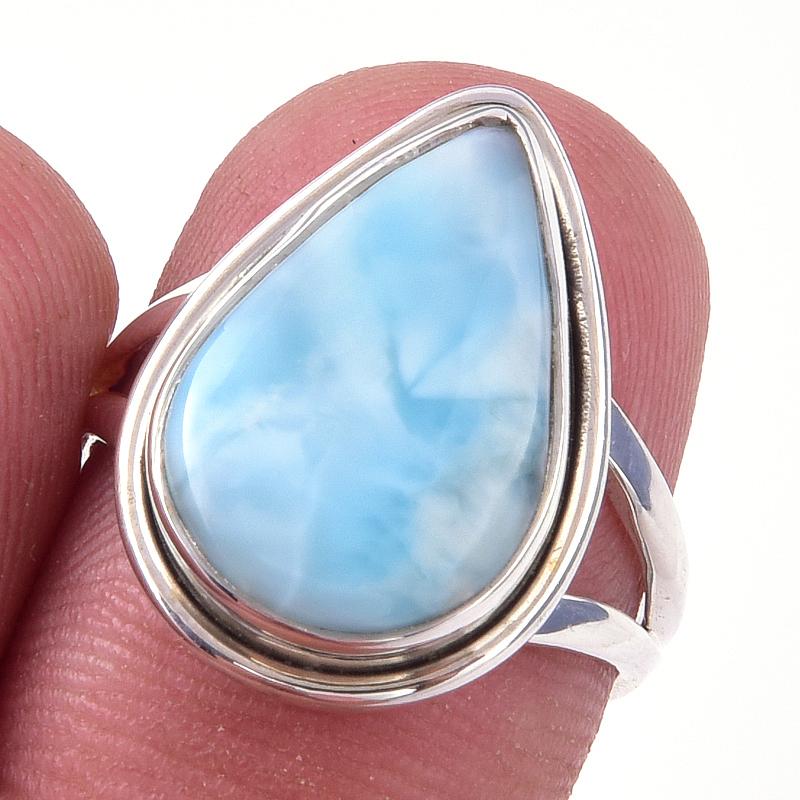 

Natural Republic Larimar Gemstone Handmade 925 Sterling Silver Ring S.6.5 D6z19
