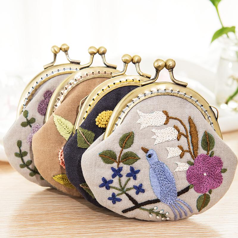 Handmade Suzhou Embroidery 3D Kiss Lock Purse DIY Kit - Ancient Korean Style Coin Bag