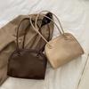 Large Capacity Soft PU Tote Bag Elegant Solid Color Shoulder Bag Square Underarm Bag  School