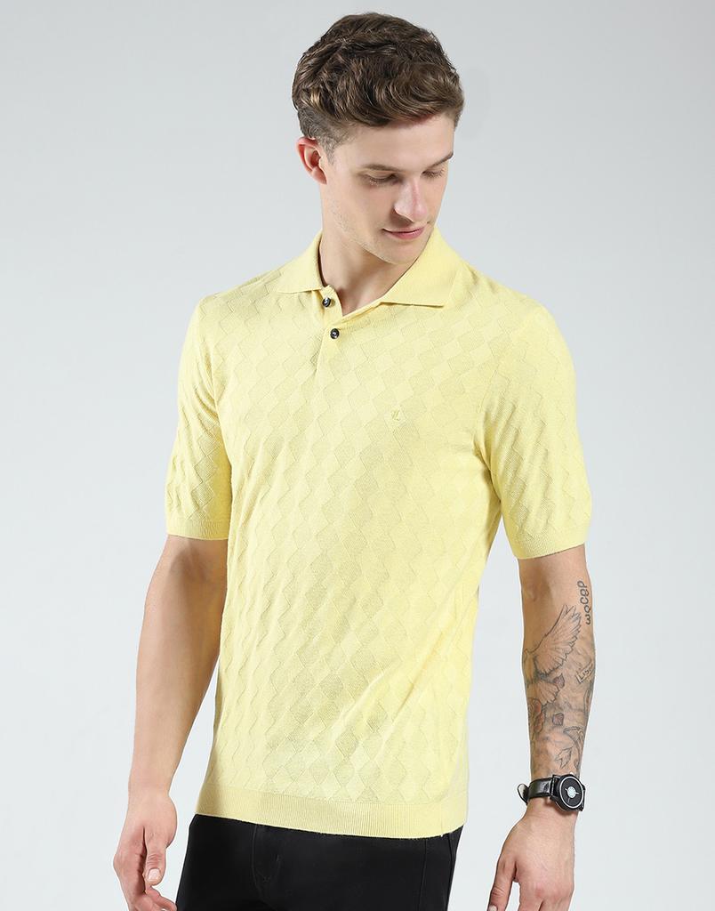 Luxuria Mens Self Design Collar Neck Tshirt