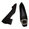 Rhinestone inner height-increasing single shoes women's spring and autumn new versatile evening shoes small black high heels