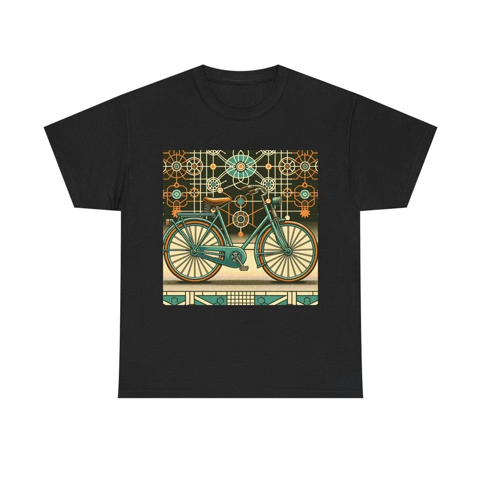 

Унисекс Футболка для взрослых Средневековый городской ретро дизайн с велосипедом 2XL