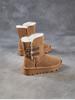 Johnature Wool Thick Soled Snow Boots Versatile Cow Suede Thickened Plush Warm Women's Mid-calf Boots