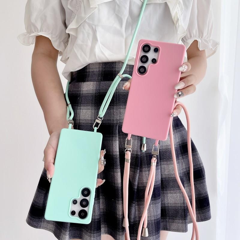 Strap Case For Samsung Galaxy A17 A36 A16 A56 A35 A15 A55 S24 Ultra S25 S24 FE Shoulder Crossbody Lanyard Neck Silicone Cover
