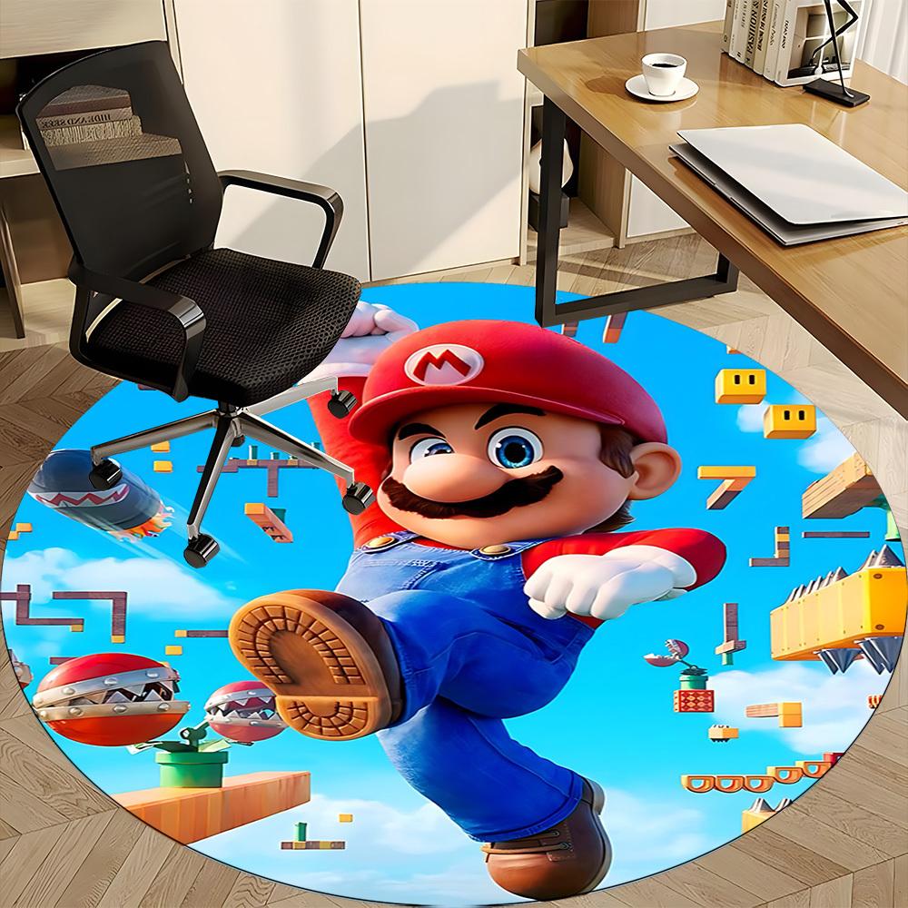 1pc Mario Adventure Office Round Area Rug, Under Office Chairs Bedroom Living Room Home Decor, Room Decoa1016243