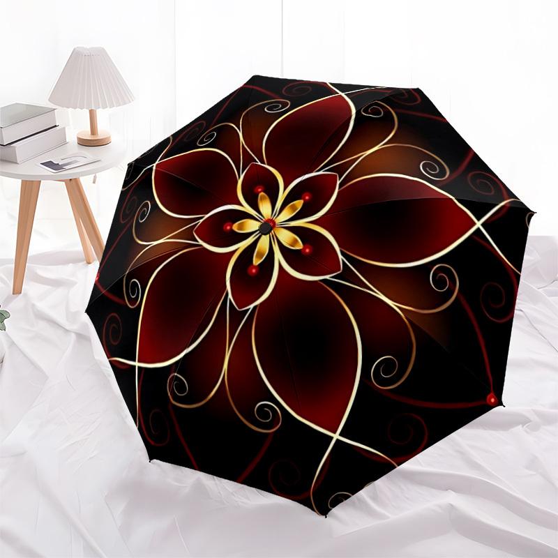 1pc Floral Mandala Automatic Opening/Closing Umbrella with Operation & Windproof Canopy - Folding Design, Holiday Gift yy260225173