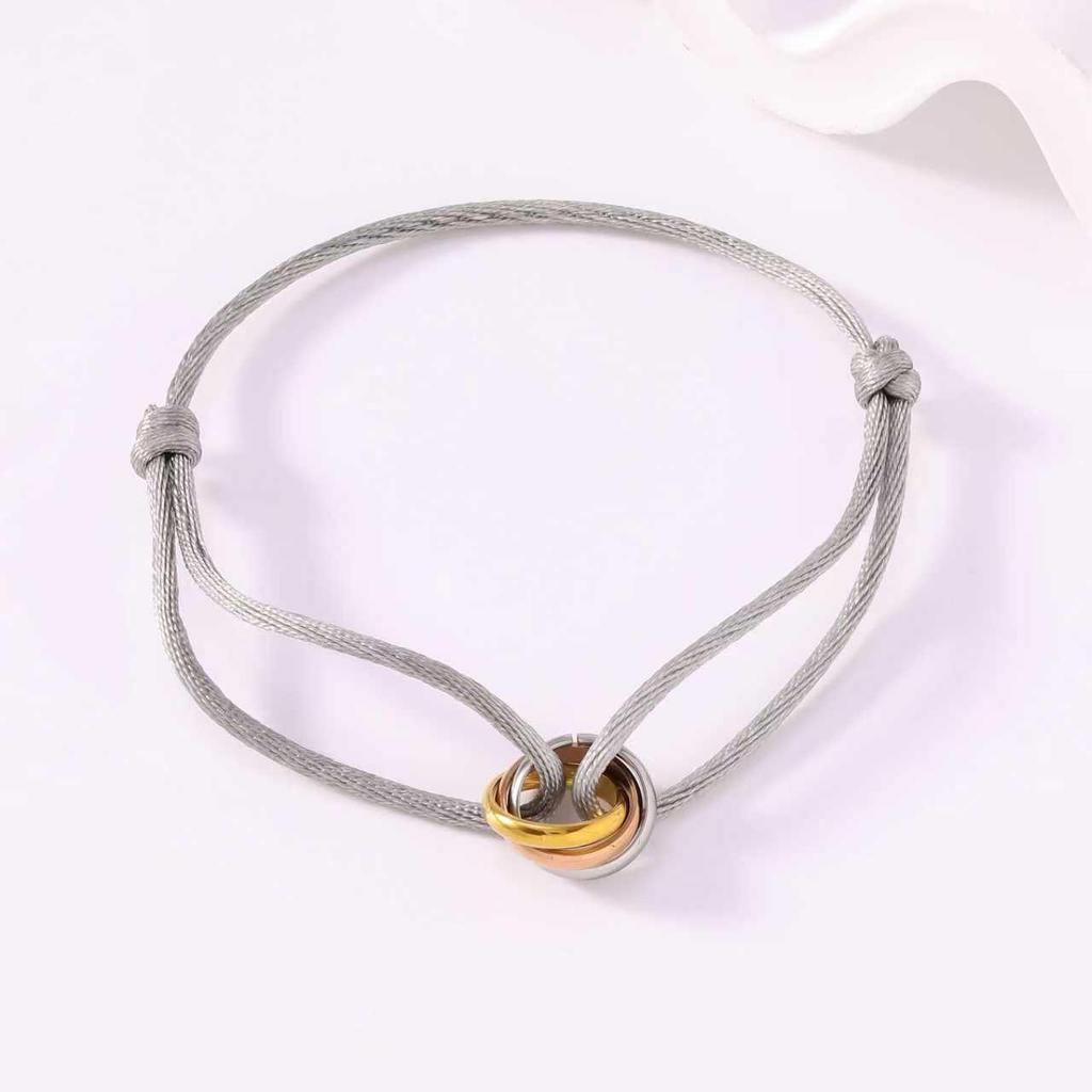 Zodiac Red Rope Titanium Bracelet - Adjustable Three-Ring Couple Style, Valentine's Day Gift