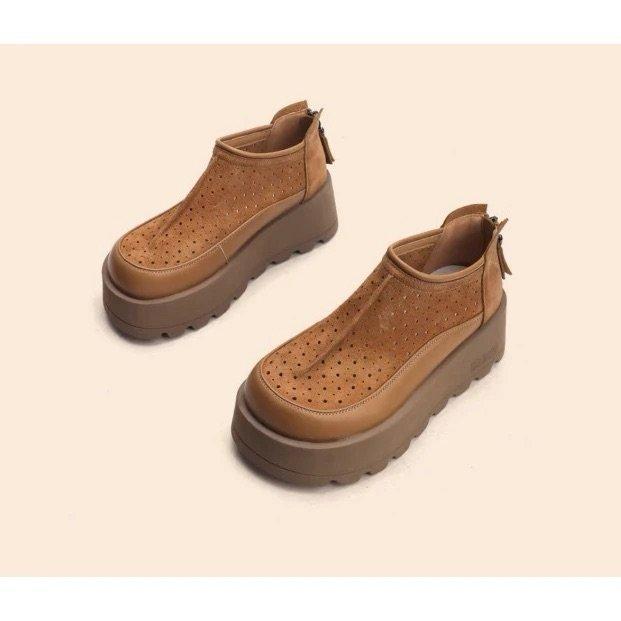 

Thick-soled heightening casual single shoes for women 2025 spring and summer new breathable casual single shoes retro temperament versatile single s 40