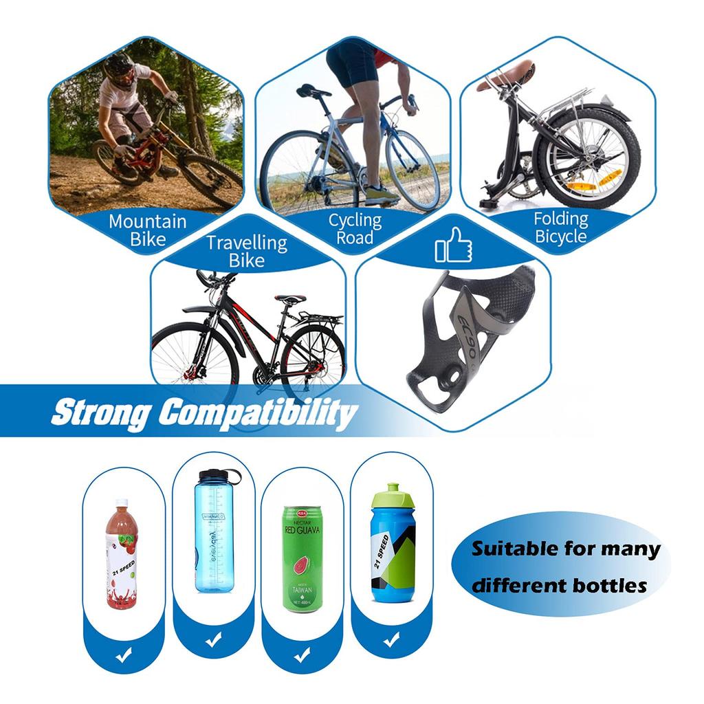JPFASHIONING Road Bike MTB Ultralight 3K Full Carbon Fiber Bicycle Drink Water Bottle Cage Holder - Durable, with Screws