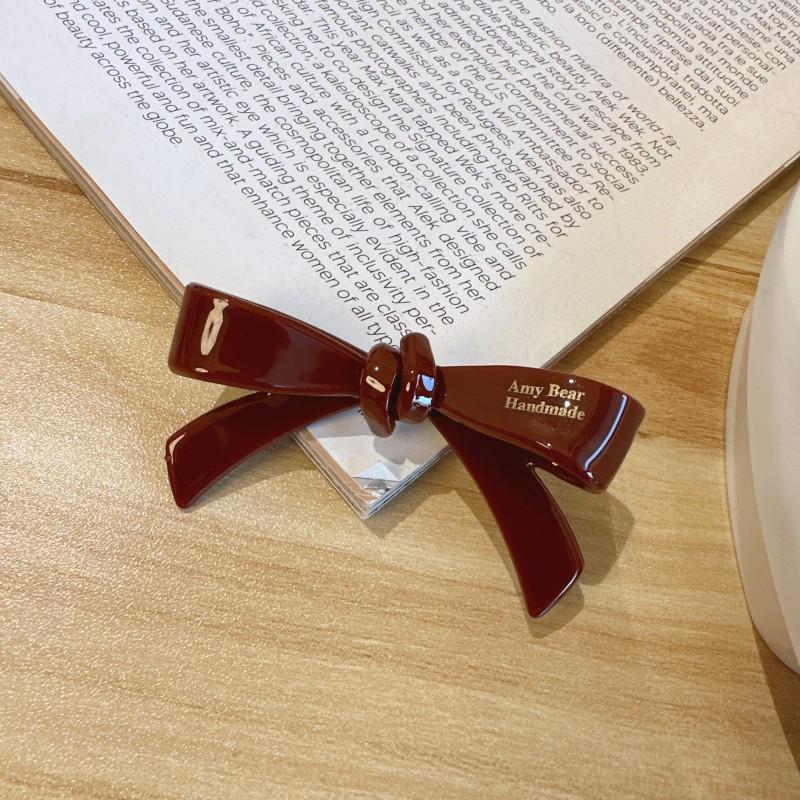 6.5cm Bowknot Acetate Alloy Hairclip Barrette Candy Pinky Color Side Clip Duck Bill for Children and Girls Kawai Korean Fashion