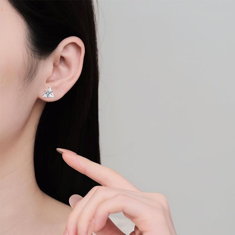 Geometric Triangle Moissanite Stud Earrings Women Sterling Minimalist Fashion Jewelry 2025