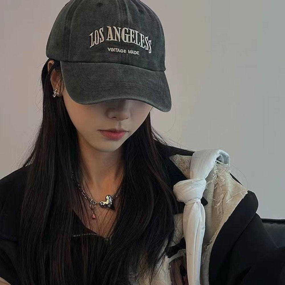Cotton Soft Top Caps Letter Embroidery Casual Hat Sun Protection Peaked Caps  Men Women