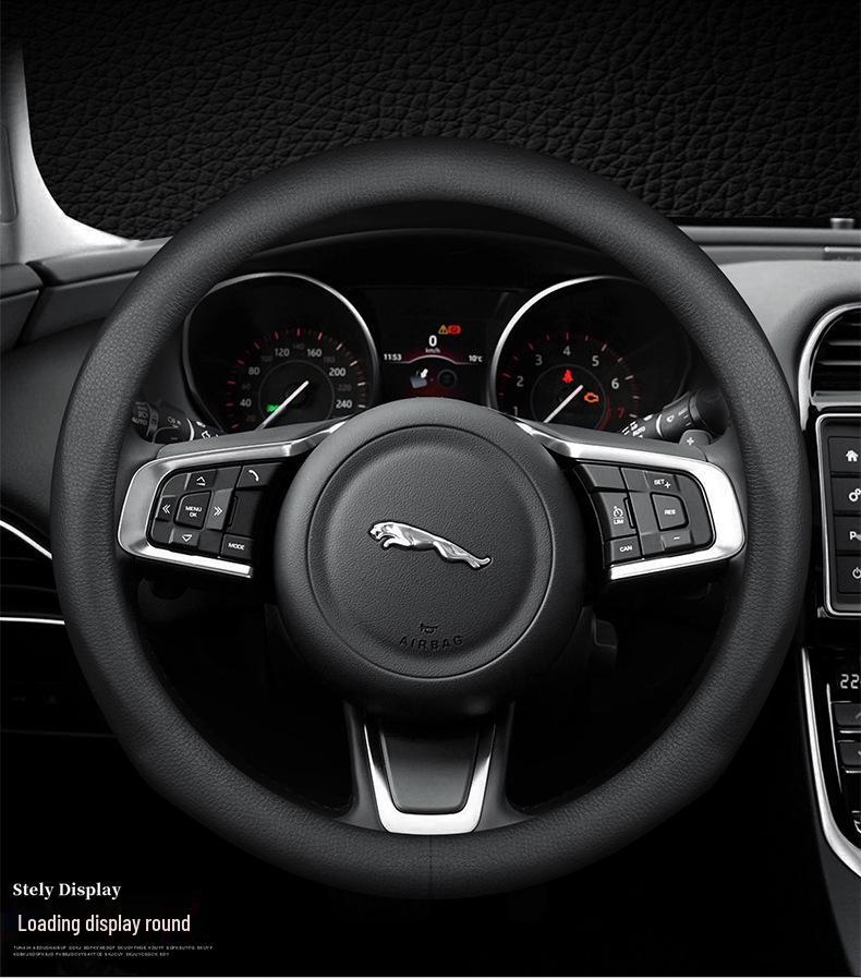 Genuine Leather Steering Wheel Cover for Jaguar XF, F-PACE, XEL, XFL, XJ, XE - All Seasons, Non-Slip.