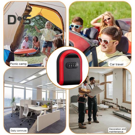 Lacăt cu combinație Cutie de chei Acasa Birou Garaj Apartament Intrare Suport pe perete Capacitate mare 4 cifre Cod resetat Cutie pentru chei de casă