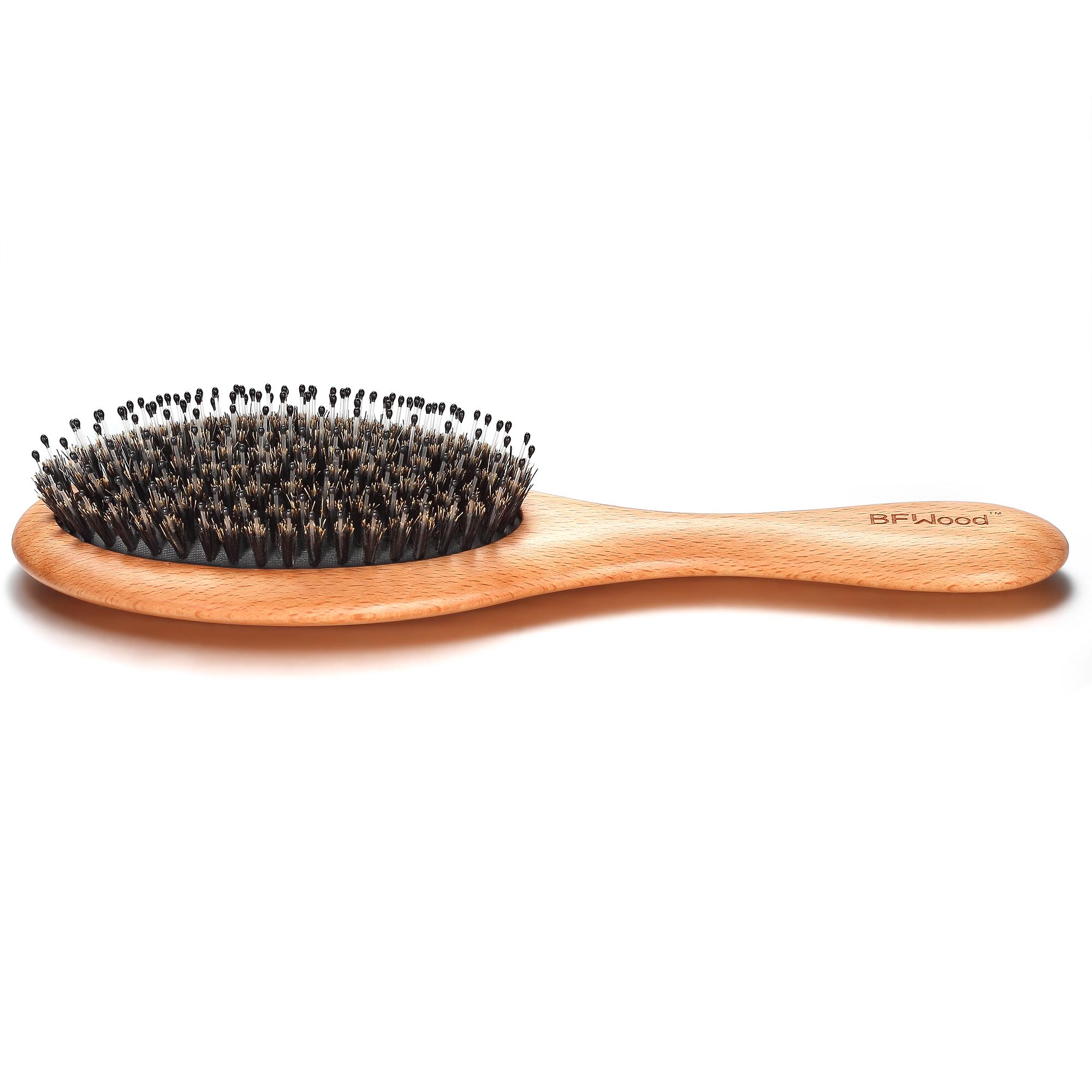 Natural Detangling Hairbrush Hair Private Label Wooden Boar Bristle Paddle Cushion Styling Hair Brush чистый