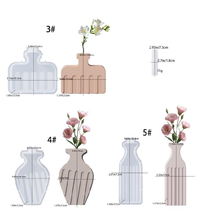 Flower Vase Silicone Molds for Epoxy Resin Flower Vase Home Decoration Easy Demolding Striped Silicone Vase Molds