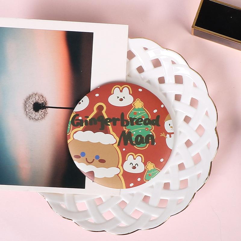 Mini Creative Cartoon Makeup Mirror for Girls - Cute, Portable, Round, and Customizable.