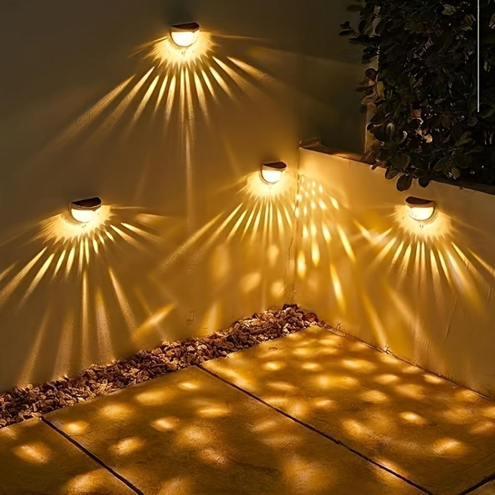 Solar Deck Lights,Solar Powered Fence Lights Dusk To Dawn LED Wall Light Outdoor Lighting Decoration for Step Yard Stair Patio Garden Warm Light
