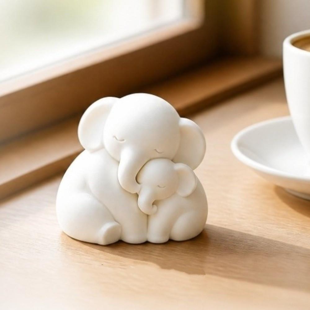 Cute Animal Mother Baby Elephant Statue Minimalist Parent Child Elephant Sculpture  Living Room