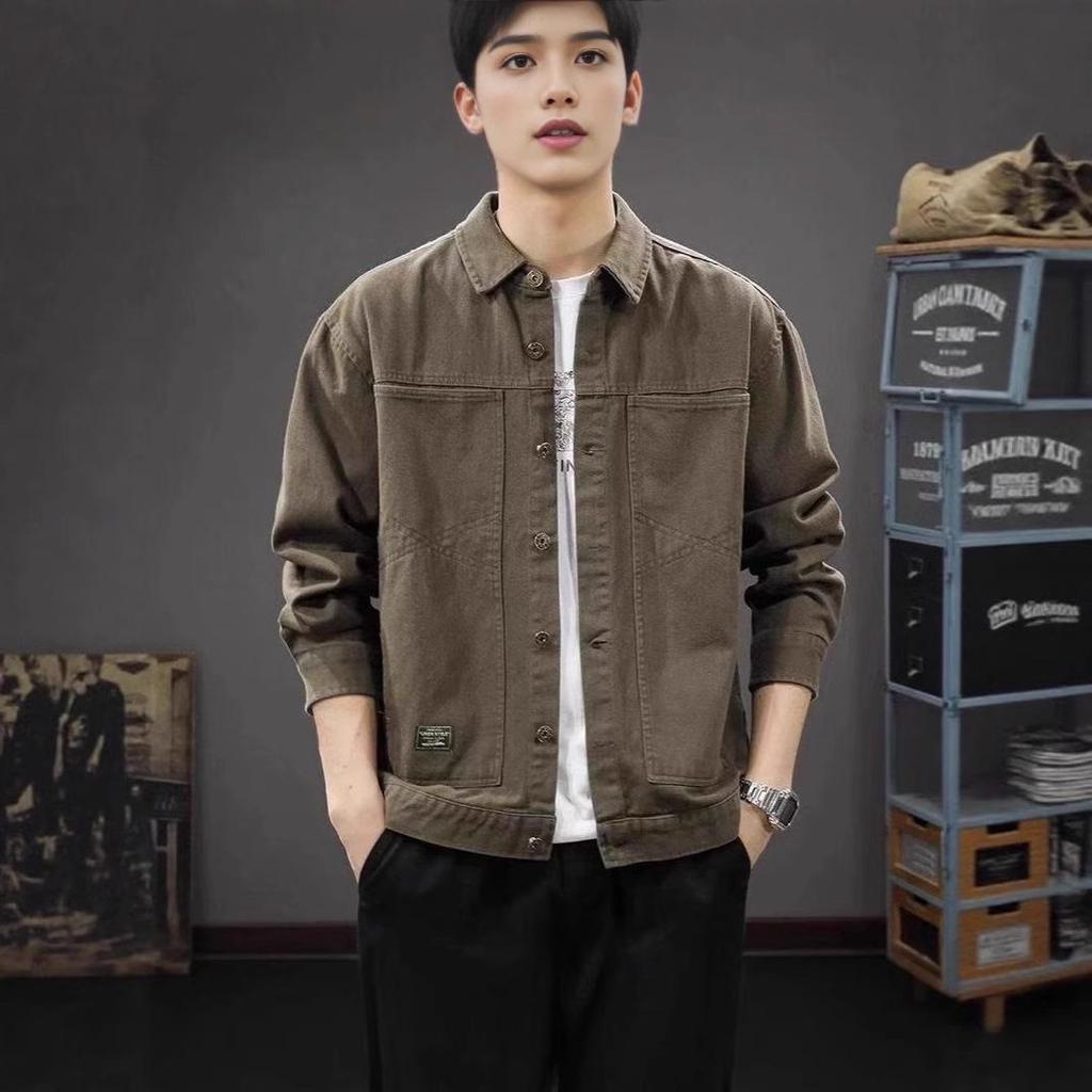 Men's 2026 Retro Workwear Casual Lapel Jacket - Japanese Style Autumn Shirt
