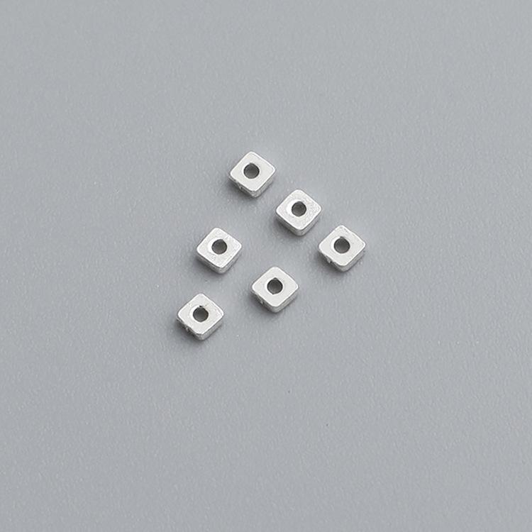 S925 Sterling Silver Small Spacer Beads for DIY Handmade Jewelry – Square Loose Beads for Bracelets & Necklaces