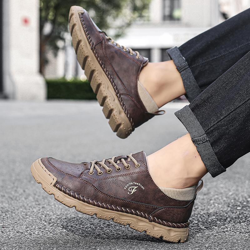 Fashion Fashionable Soft Comfortable Men Leather Oxford Shoes Large-sized Quality Handmade Casual Shoes Men Outdoor Toe Protection Shoes