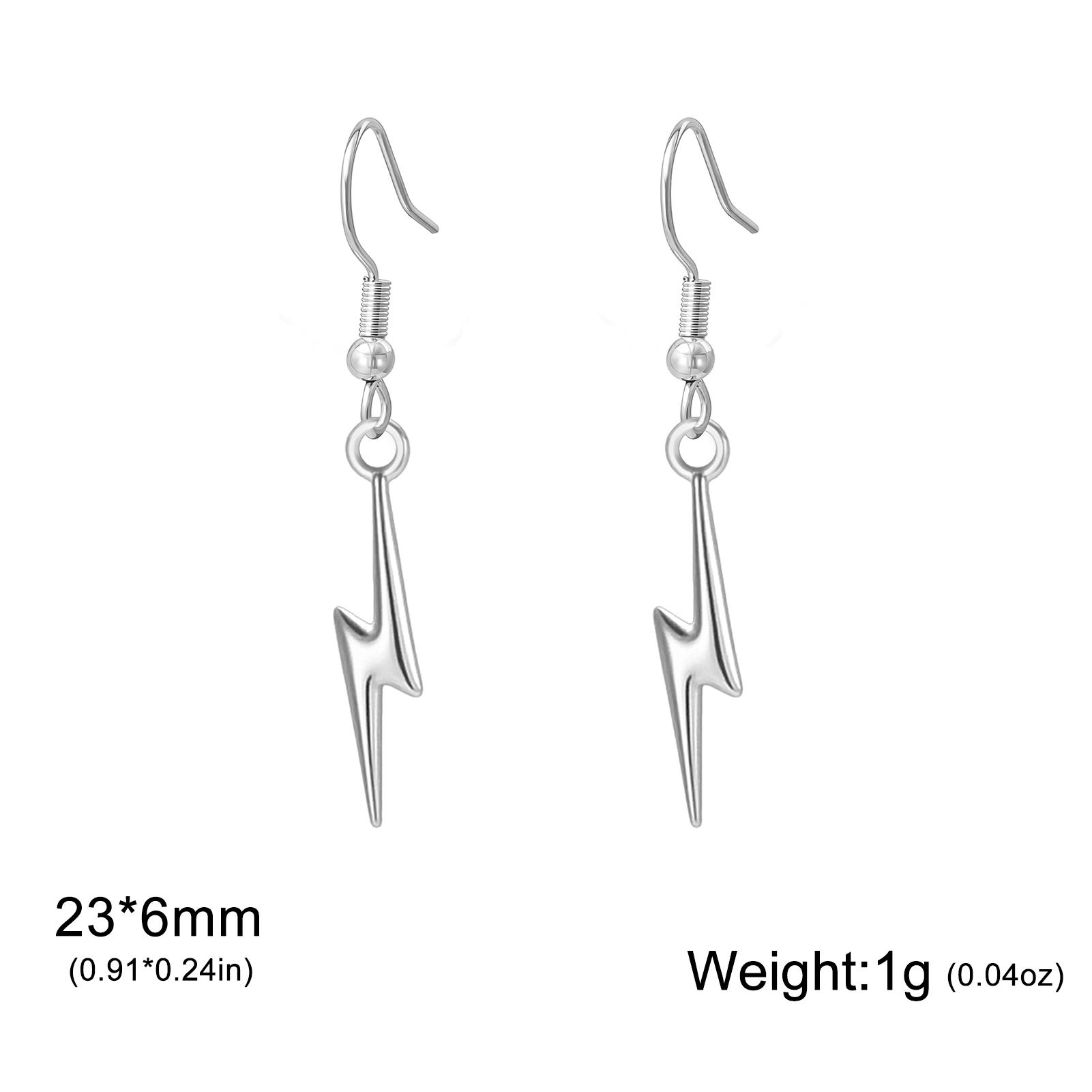 

Teamer Lightning Pendant Stainless Steel Dangle Earrings For Women Man Punk Cool Street Daily Earring Jewelry Gift