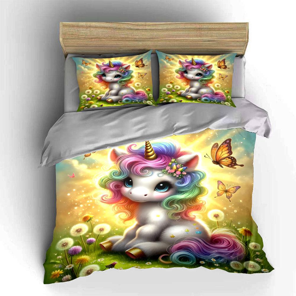 Unicorn Garden Decor Set Multiple Sizes Kid'S And Adults' Bedroom Exquisite 3Pc Bedding Set, Gift