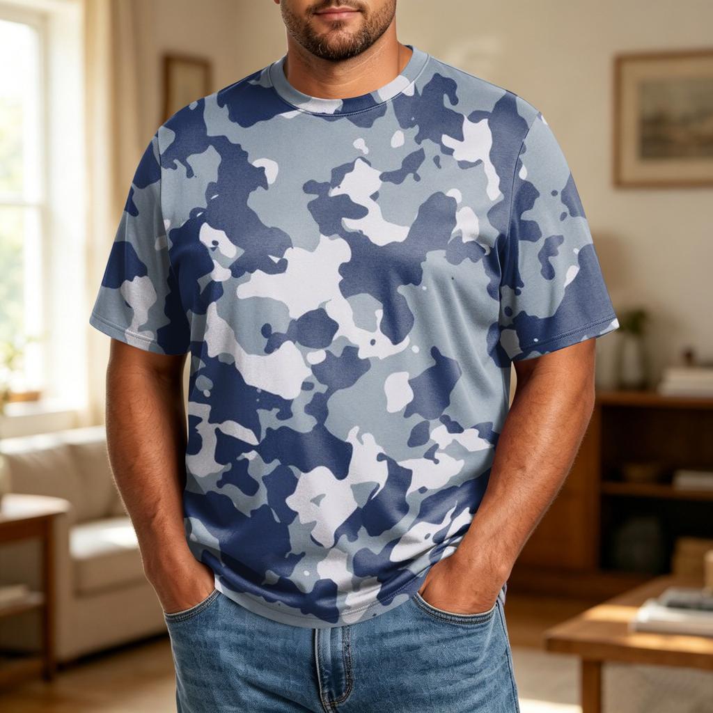 Camiseta Casual de Manga Corta para Hombre de Talla Grande, Cómoda, Transpirable, Corte Holgado, Tejido Suave, Cuello Redondo para el Uso Diario