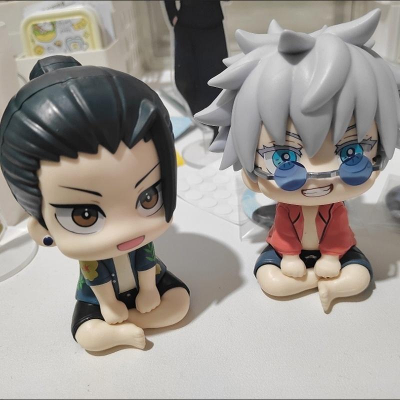 Chibi Jujutsu Kaisen Gojo Satoru Geto Suguru Sitting PVC Figure Set Collectible Model Doll Desktop Decor Anime Toys Kawaii Gift