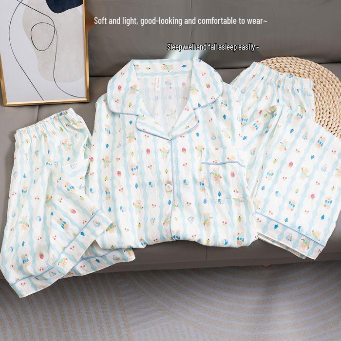 Kariertes Hello Kitty Pyjama-Set - Damen Kurzarm Frühling/Sommer 3-teilig