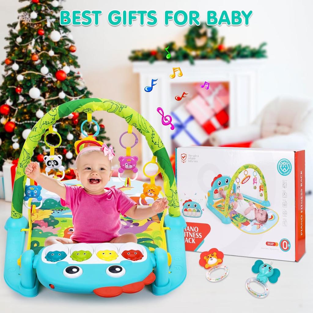UMIKU Baby Gym Play Mats Baby Toys Tummy Time Mat Musical Activity Center for Newborn Infant Piano Babies Play Mat Music & Light Newborn Infant Gifts