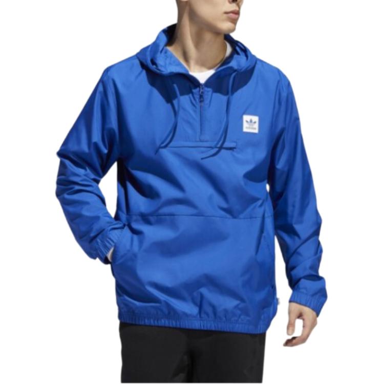 adidas Originals Trefoil Hip Windbreaker Hooded Jacket Men Jackets Royal-Blue EE2953