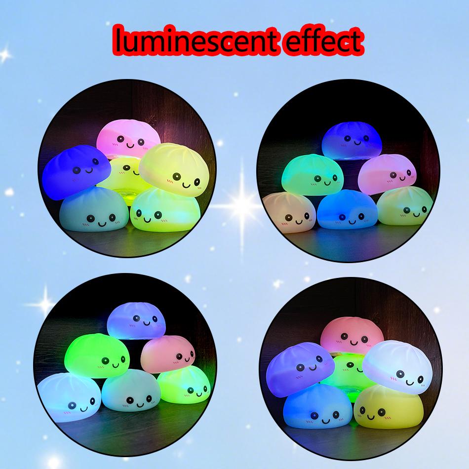 In New Gift Cute Dumpling Night Light Squishy Toy Luminous Silicone Led Bedside Lamp Stress Relief Fidget Toy For Kids Bedroom