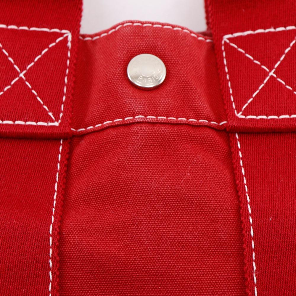 HERMES Deauville PM Handbag Red canvas Women Used