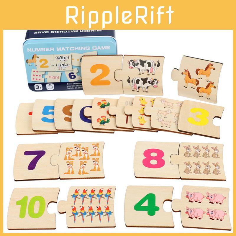 Puzzle Educational Wooden With Numbers And Animal Food Matching For Kids