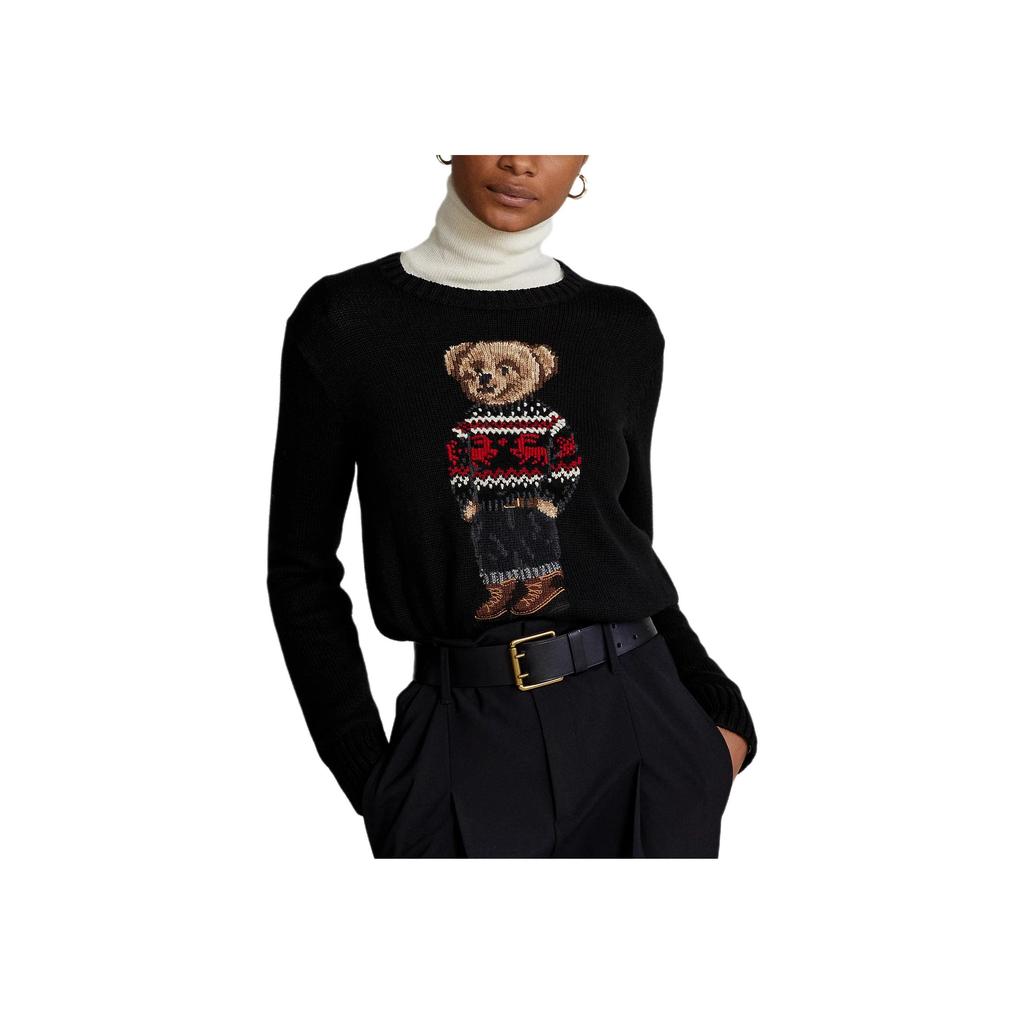 Polo Ralph Lauren Pattern Embroidered Pullover Crew Neck Sweater Women sweater Black 211847029-002