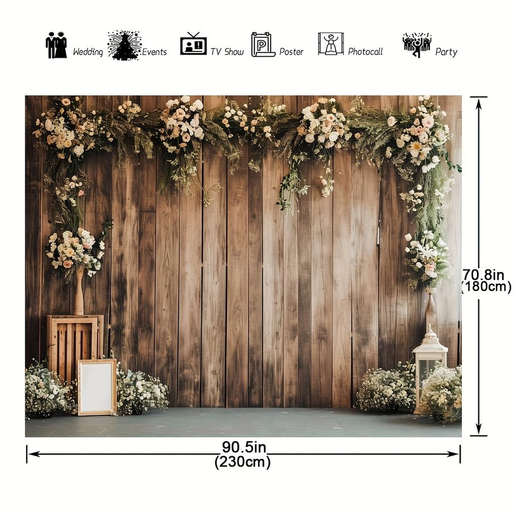 1pc Wedding Background Simple Flowers Wooden Wall Background Bridal Gift Giving Ceremony Photography Background Proposal
