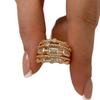 New Stainless Steel 18 K Gold Plated Sun Rings for Women Natural Stone Inlaid in Hollow Metal Texture Ring Trendy Jewelry