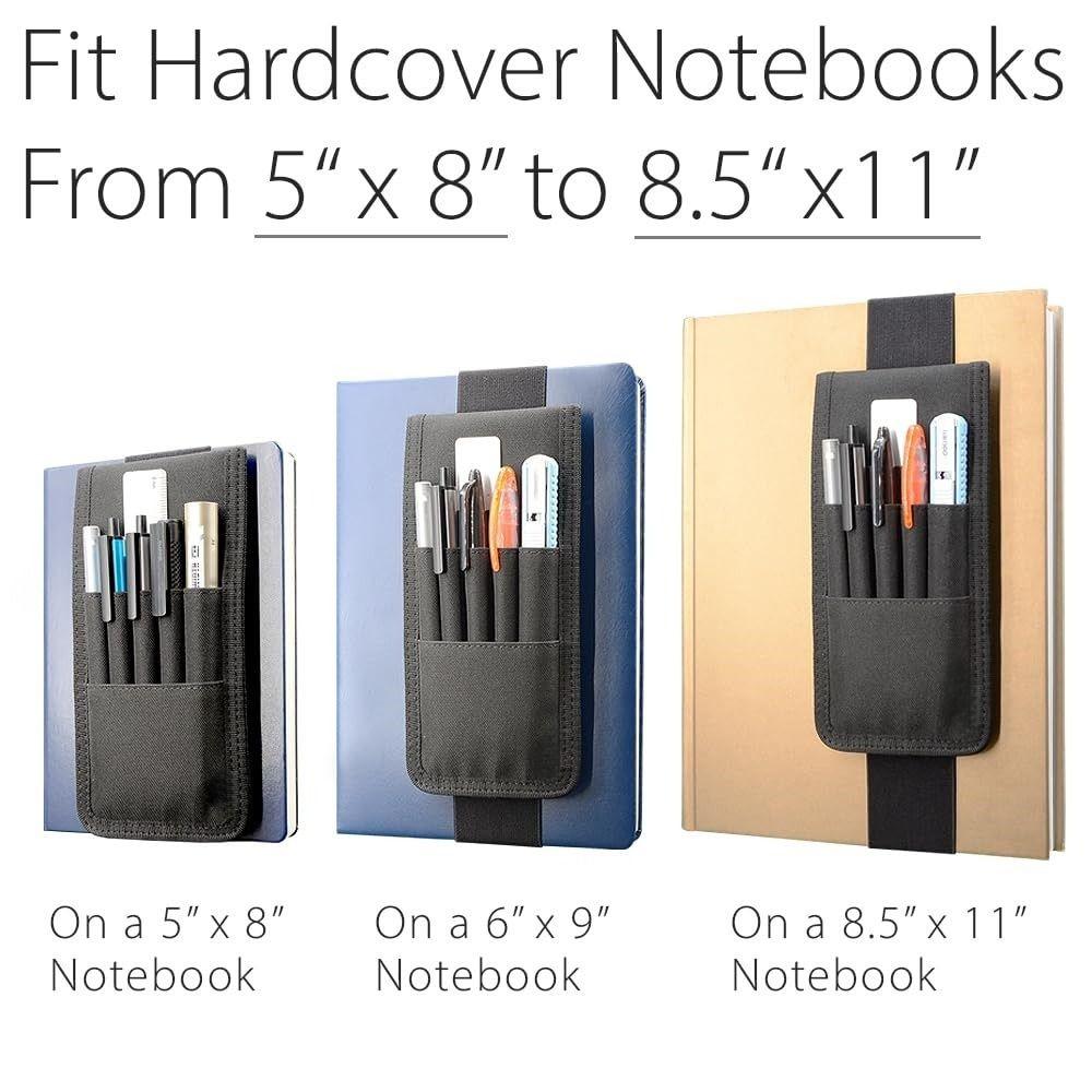 Detachable Pen Sleeve Case Adjustable Hard Cover Journals Pen Holder for Books Binders