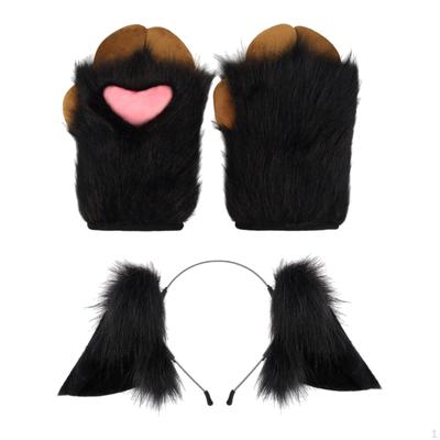 Animal Ears Headband Paw Gloves Cosplay Props for Graduation Ceremony Easter