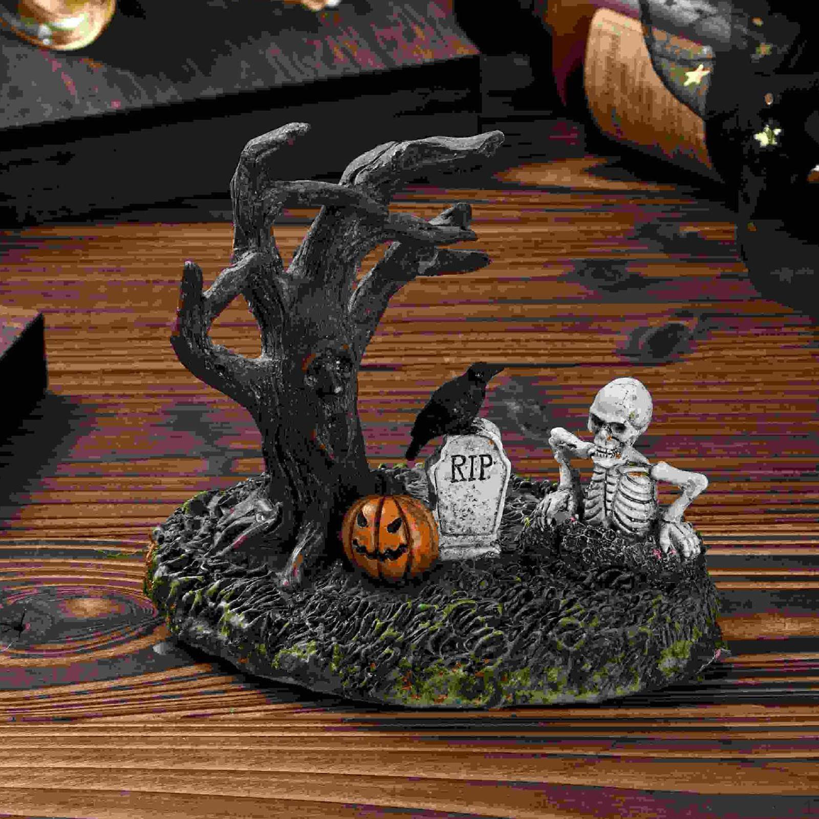 

Halloween Figurine Tree Statue Ornament Landscape Spooky Creepy Display Skeleton for
