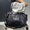 Women's Fashi Retro Y2K Hot Girl Motorcycle Bag Large Capacity Washed Distressed Shoulder Crossbody Handbag