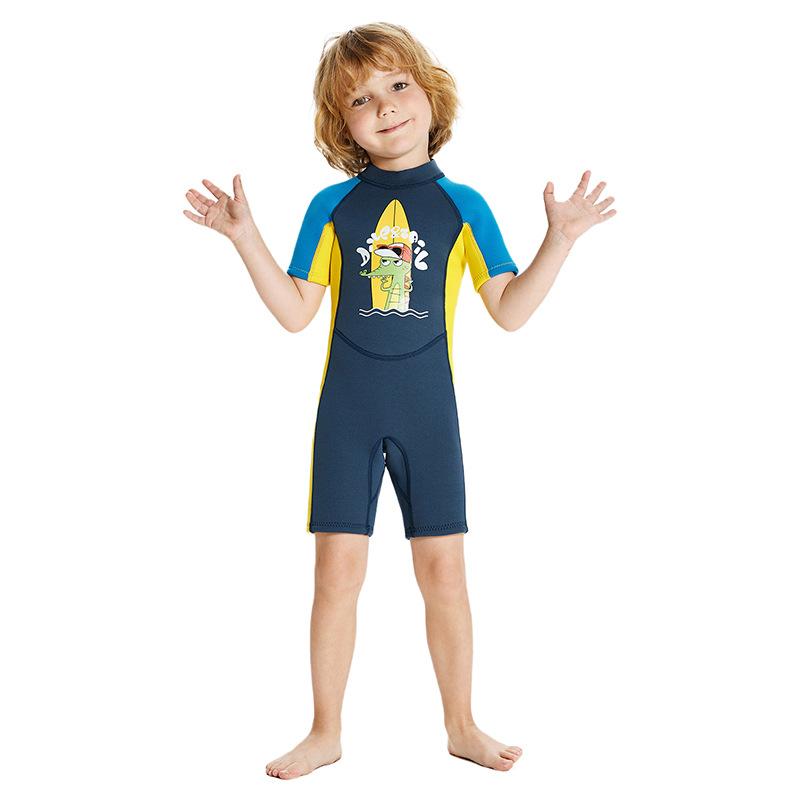 New 2.5MM children's wetsuit thermal one-piece short-sleeved wetsuit medium and older children's cold-proof snorkeling surf suit