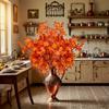 Thanksgiving Day Artificial Maple Tree Branches Realistic Fall Foliage Decor with Orange Leaves Durable Plastic Seasonal Display