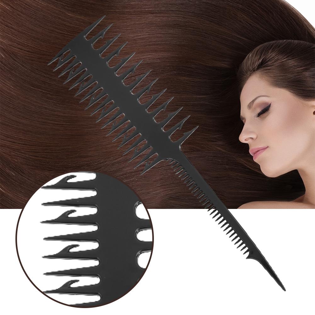 Double Sided Wide Fine Tooth Highlighting Comb Professional Piece Strip Dyed Hair Comb Black
