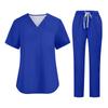 Soild Scrub Working Uniform Suit For Women's Cross V-Neck Short Sleeve Fun T-Shirts Workwear Tee With Pockets
